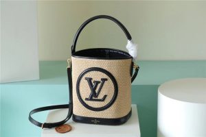 Louis Vuitton Petit Bucket Raffia Black For Women, Women’s Bags, Shoulder And Crossbody Bags 9.4in/24cm LV M59961  - 2799-691