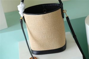 1-Louis Vuitton Petit Bucket Raffia Black For Women, Women’s Bags, Shoulder And Crossbody Bags 9.4in/24cm LV M59961  - 2799-691