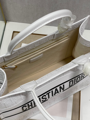 3-Christian Dior Medium Dior Book Tote White, For Women, Women’s Handbags 14in/36cm CD  - 2799-705