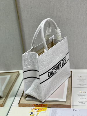 4-Christian Dior Medium Dior Book Tote White, For Women, Women’s Handbags 14in/36cm CD  - 2799-705
