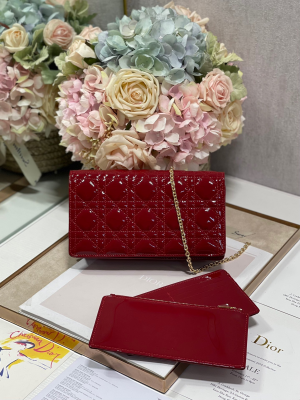 4-Christian Dior Lady Dior Pouch Red, For Women, Women’s Handbags 8.5in/21.5cm CD S0204OVRB_M323  - 2799-713