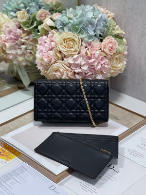 1-Christian Dior Lady Dior Pouch Black, For Women, Women’s Handbags 8.5in/21.5cm CD S0204SLOI_M989  - 2799-714