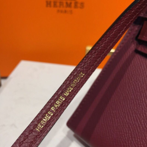 1-Hermes Mini Kelly Burgundy For Women Gold Toned Hardware 7.5in/19cm  - 2799-722