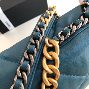 2-Chanel 19 Maxi Handbag Teal For Women, Women’s Bags, Shoulder And Crossbody Bags 14in/36cm AS1162  - 2799-727