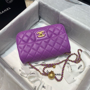 2 chanel flap bag with cc ball on strap purple for women womens handbags shoulder and crossbody bags 78in20cm as1787 2799 734