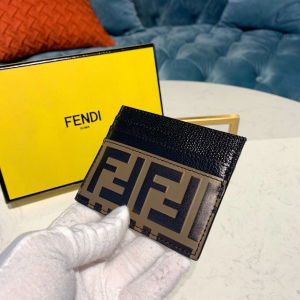 Fendi Textil Card Holder Black For Women, Women’s Wallet 3.9in/10cm FF 8M0269  - 2799-736