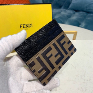 1-Fendi Textil Card Holder Black For Women, Women’s Wallet 3.9in/10cm FF 8M0269  - 2799-736