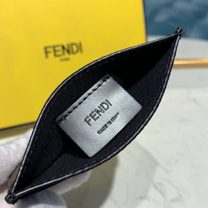2-Fendi Textil Card Holder Black For Women, Women’s Wallet 3.9in/10cm FF 8M0269  - 2799-736