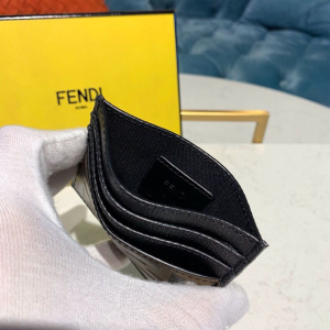 3-Fendi Textil Card Holder Black For Women, Women’s Wallet 3.9in/10cm FF 8M0269  - 2799-736