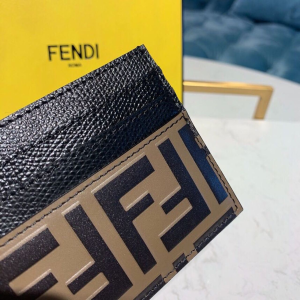 4-Fendi Textil Card Holder Black For Women, Women’s Wallet 3.9in/10cm FF 8M0269  - 2799-736