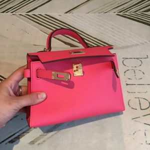 9 and hermes mini kelly pink for women gold toned hardware 75in19cm 2799 742