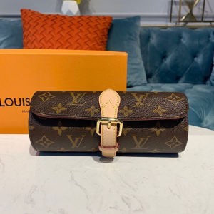 Louis Vuitton 3 Watch Case Monogram Canvas For Women, Travel Bags 7.9in/20cm LV M47530  - 2799-747