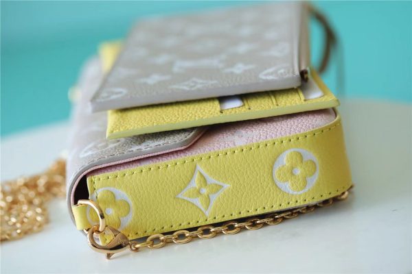 3 louis vuitton pochette felicie monogram empreinte pink beige yellow for women womens handbags shoulder and crossbody bags 21cm83in lv m81359 2799 764