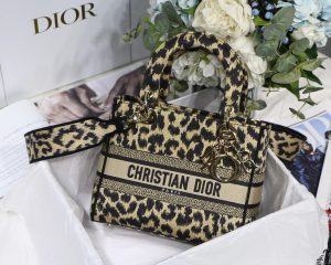 Christian Dior Medium Lady D-Lite Bag Black Gold, For Women, Women’s Handbags 24cm/9.5in CD M0565ORHM_M918  - 2799-767