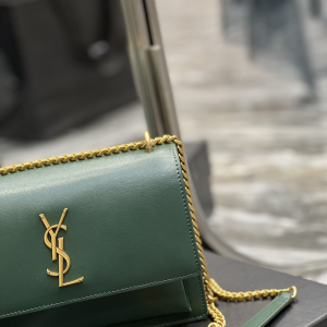 1 saint laurent sunset medium chain bag for women 86in22cm green ysl 2799 807