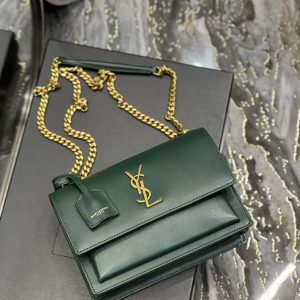 2 saint laurent sunset medium chain bag for women 86in22cm green ysl 2799 807