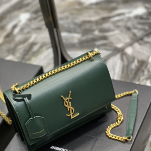 6 saint laurent sunset medium chain bag for women 86in22cm green ysl 2799 807