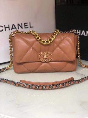 chanel 19 handbag 26cm brown for women as1160 2799 825