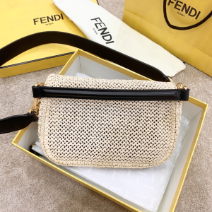 2 adfx fendi baguette woven straw black for women womens handbags shoulder and crossbody bags 102in26cm ff 2799 831