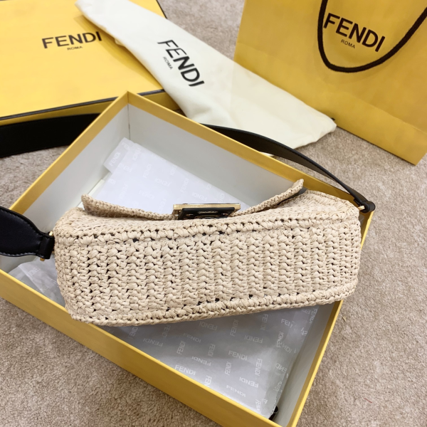 7 adfx fendi baguette woven straw black for women womens handbags shoulder and crossbody bags 102in26cm ff 2799 831