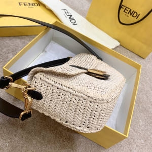 8 adfx fendi baguette woven straw black for women womens handbags shoulder and crossbody bags 102in26cm ff 2799 831