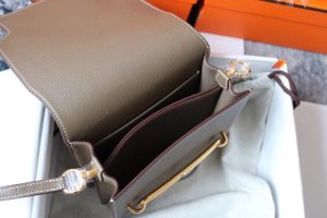 1-Hermes Evercolor Sac Roulis 23 Grey Galet For Women, Women’s Handbags, Shoulder Bags 9in/23cm  - 2799-838