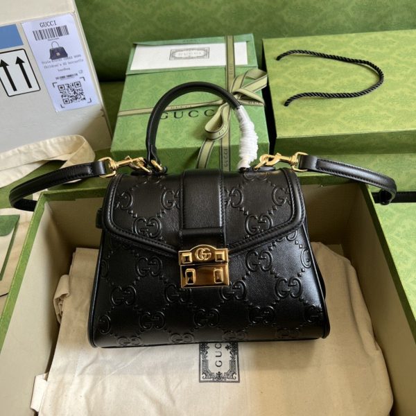 gucci gold small gg top handle bag black debossed for women 11in29cm gg 675791 ud9ag 1000 2799 843
