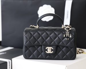 chanel mini flapbag with top handle black for women 78in20cm 2799 855