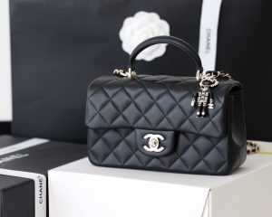 8 chanel mini flapbag with top handle black for women 78in20cm 2799 855