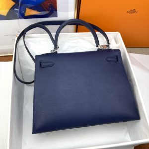 4-Hermes Kelly 28 Sellier Epsom Blue Bag For Women, Women’s Handbags, Shoulder Bags 11in/28cm  - 2799-857