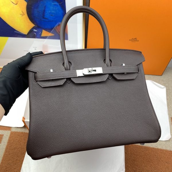 Fantastic New Hermes Birkin 25cm handbag in Etain Togo leather