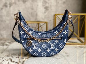 louis vuitton loop since 1854 jacquard navy blue by nicolas ghesquiere for cruise show womens handbags 91in23cm lv m81166 2799 876