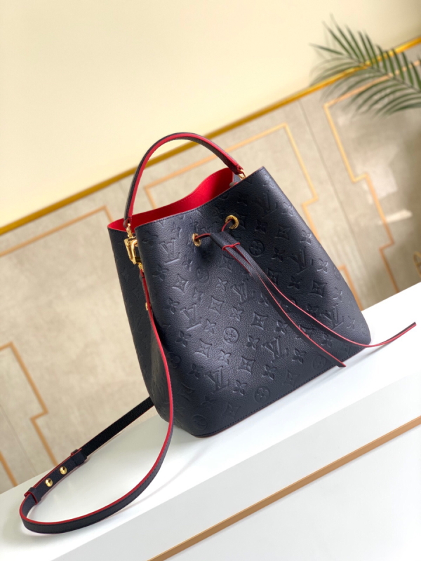 10 louis vuitton neonoe mm bucket bag monogram empreinte navy bluered for women womens handbags shoulder and crossbody bags 102in26cm lv m45306 2799 933