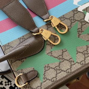 9 gucci medium tote with geometric print beige and ebony gg supreme canvas with geometric and web print for women 148in375cm gg 674148 uqhhg 8678 2799 934
