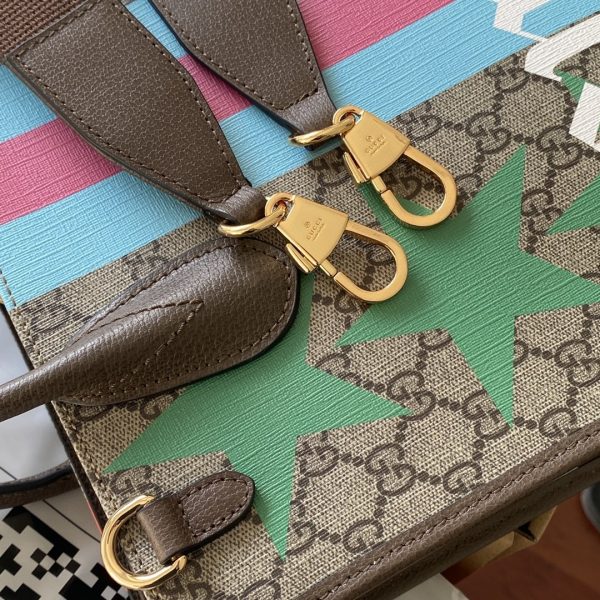 9 gucci medium tote with geometric print beige and ebony gg supreme canvas with geometric and web print for women 148in375cm gg 674148 uqhhg 8678 2799 934
