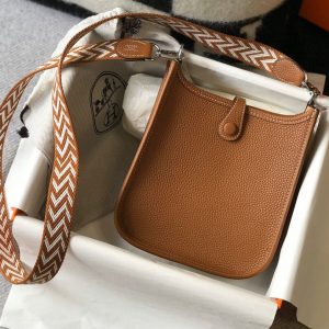 3 hermes evelyne 16 amazone bag brown with silver toned hardware for women womens shoulder and crossbody bags 63in16cm 2799 946