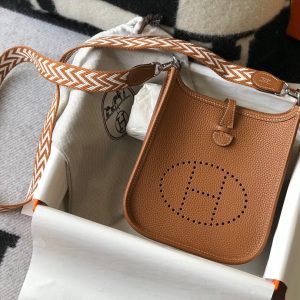 6 hermes evelyne 16 amazone bag brown with silver toned hardware for women womens shoulder and crossbody bags 63in16cm 2799 946