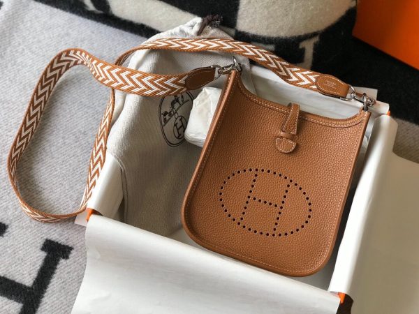 6 hermes evelyne 16 amazone bag brown with silver toned hardware for women womens shoulder and crossbody bags 63in16cm 2799 946
