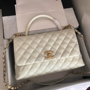 chanel coco with top handle bag white for women 11in28cm 2799 947