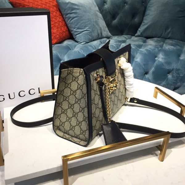 6 gucci padlock small gg shoulder bag beigeebony gg supreme canvas with black for women 10in26cm gg 498156 khnkg 9769 2799 949
