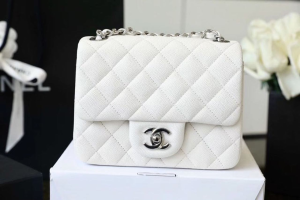 chanel classic mini flap bag silver hardware white for women 66in17cm a35200 2799 961