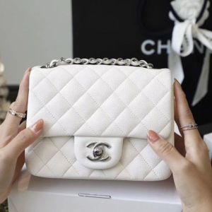 4 chanel classic mini flap bag silver hardware white for women 66in17cm a35200 2799 961