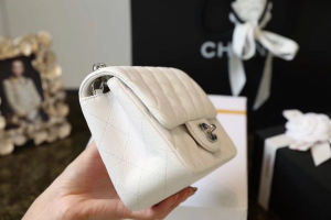 7 chanel classic mini flap bag silver hardware white for women 66in17cm a35200 2799 961