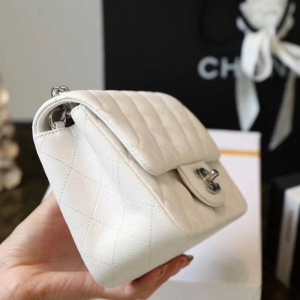 7 chanel classic mini flap bag silver hardware white for women 66in17cm a35200 2799 961
