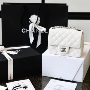 13 chanel classic mini flap bag silver hardware white for women 66in17cm a35200 2799 961