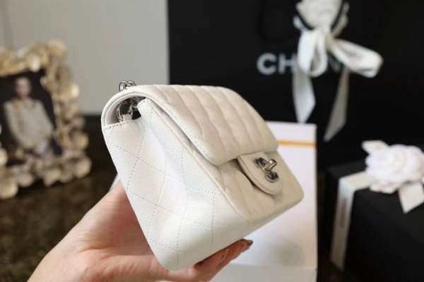 14 chanel classic mini flap bag silver hardware white for women 66in17cm a35200 2799 961
