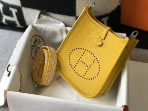 hermes evelyne 16 amazone bag yellow with silver toned hardware for women womens shoulder and crossbody bags 63in16cm 2799 971
