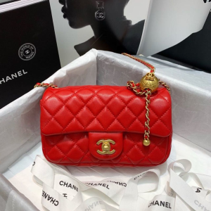 chanel flap bag with cc ball on strap red for women womens handbags shoulder and crossbody bags 78in20cm as1787 2799 976