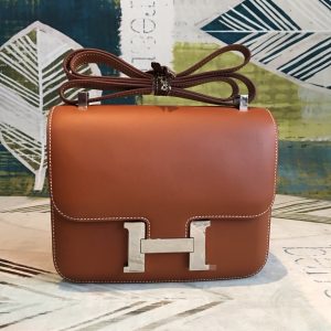 hermes para constance 24 swift brown for women silver toned hardware womens handbags shoulder bags 95in24cm 2799 978