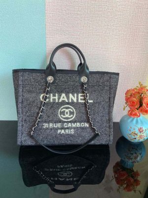 chanel large shopping tote bag grey for women womens handbag shoulder bags 15in38cm 2799 979